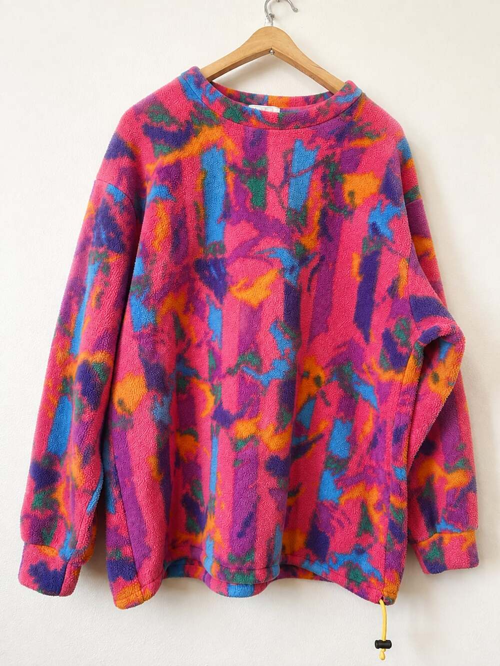 VTG Lise's Lids Hand Made Colorful Pattern Fleece Pullover Sweatshirt Medium